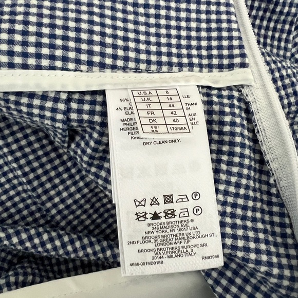 Brooks Brothers Blue A-Line Skirt gingham small medium blue white ties bow 8 s m - Picture 7 of 8